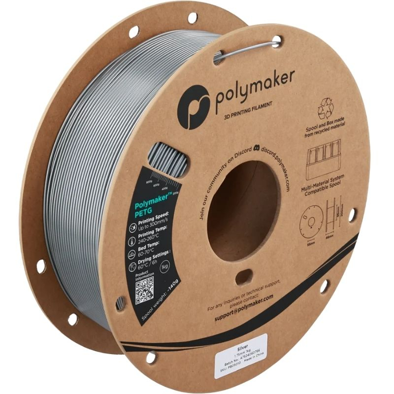 Polymaker PETG Argent - 1,75mm - 1kg
