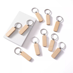 Afgeronde rechthoekige houten sleutelhangers x10 xTool