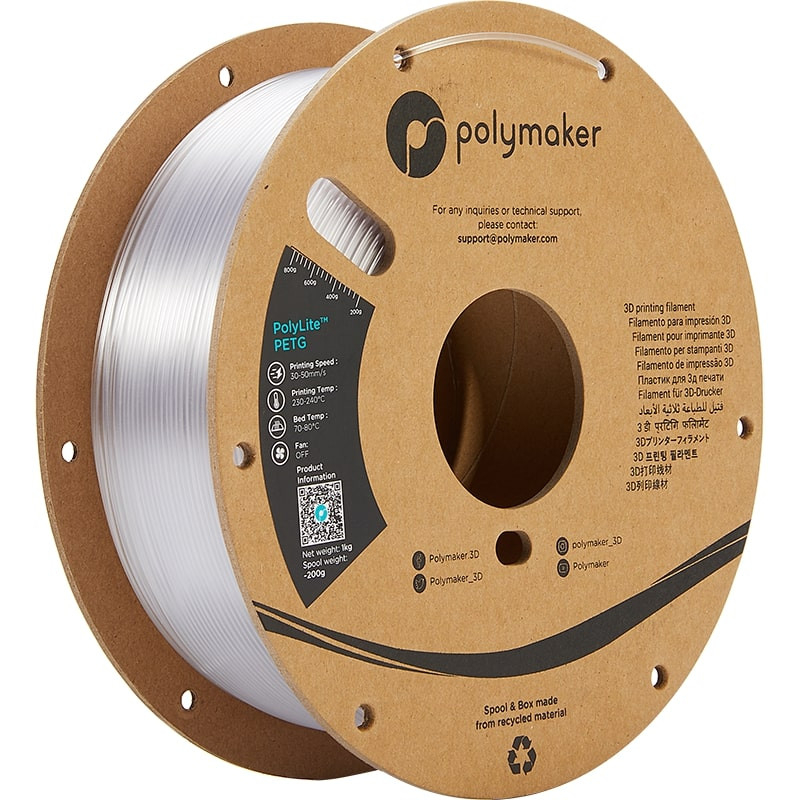 PolyLite PETG Transparent - 1.75mm - 1 kg PolyLite PETG Transparent - 1.75mm - 1 kg