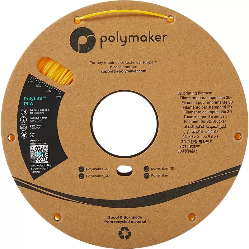 PLA Jaune Polymaker - 1.75mm - 1 kg PLA Jaune Polymaker - 1.75mm - 1 kg
