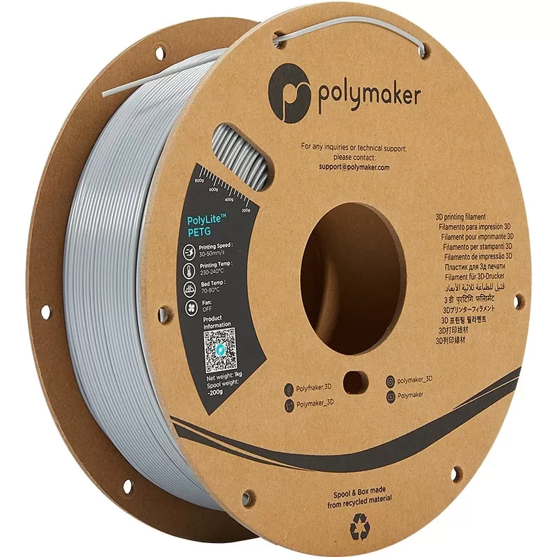 PolyLite PETG Gris - 1.75mm - 1 kg PolyLite PETG Gris - 1.75mm - 1 kg