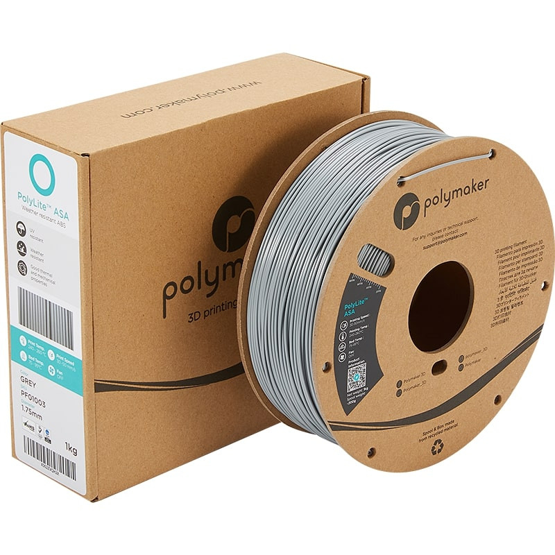 Emballage PolyLite ASA Gris - 1.75mm - 1 kg Emballage PolyLite ASA Gris - 1.75mm - 1 kg