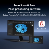 Revopoint Range 3 aangesloten op een compatibele computer voor het verwerken van 3D-scans